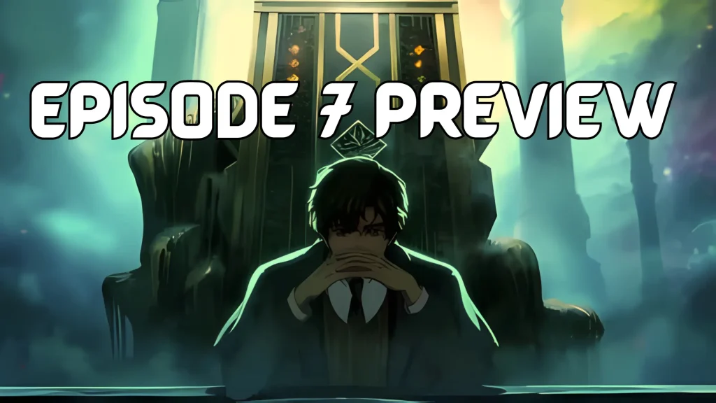 Lord of Mysteries Episode 7 anime title card with mysterious background