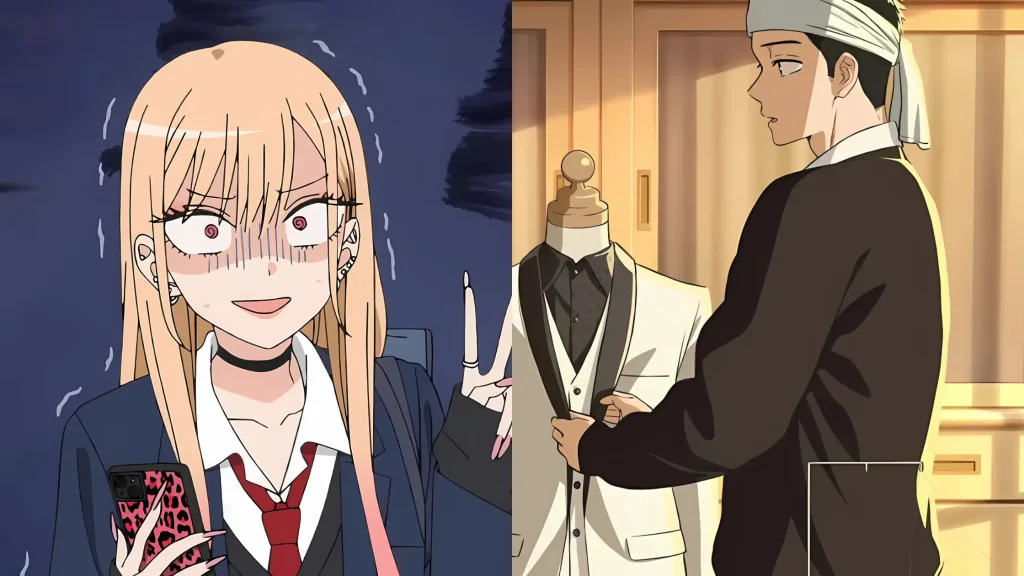 Marin and Gojo at the cultural festival in My Dress-Up Darling Season 2, showcasing the Rei-sama cosplay.