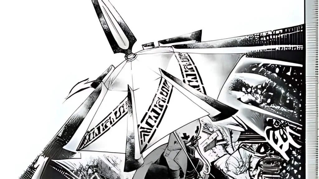is Gachiakuta anime finished image of Rudo activating his Jinki weapon
